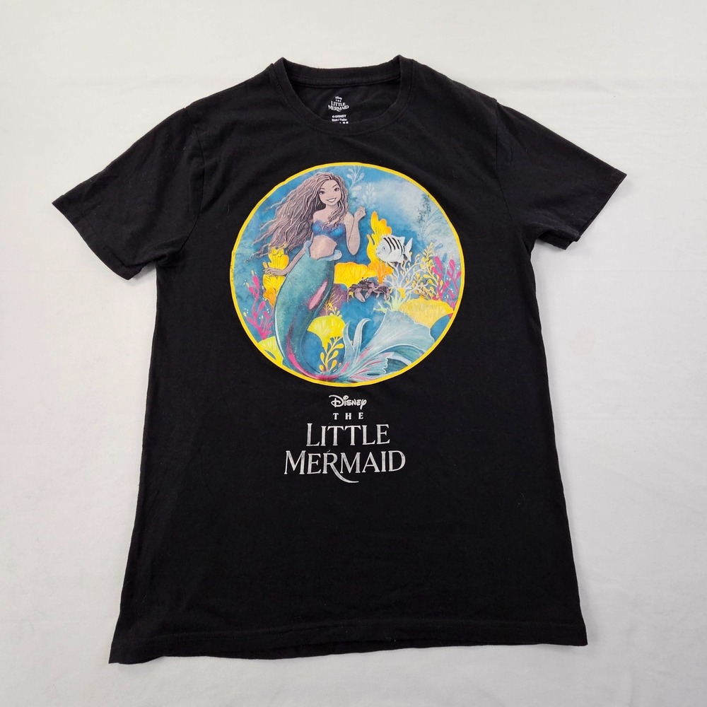 Disney Little Mermaid Black Short Sleeve Cotton Blend‎ T-Shirt Women's M